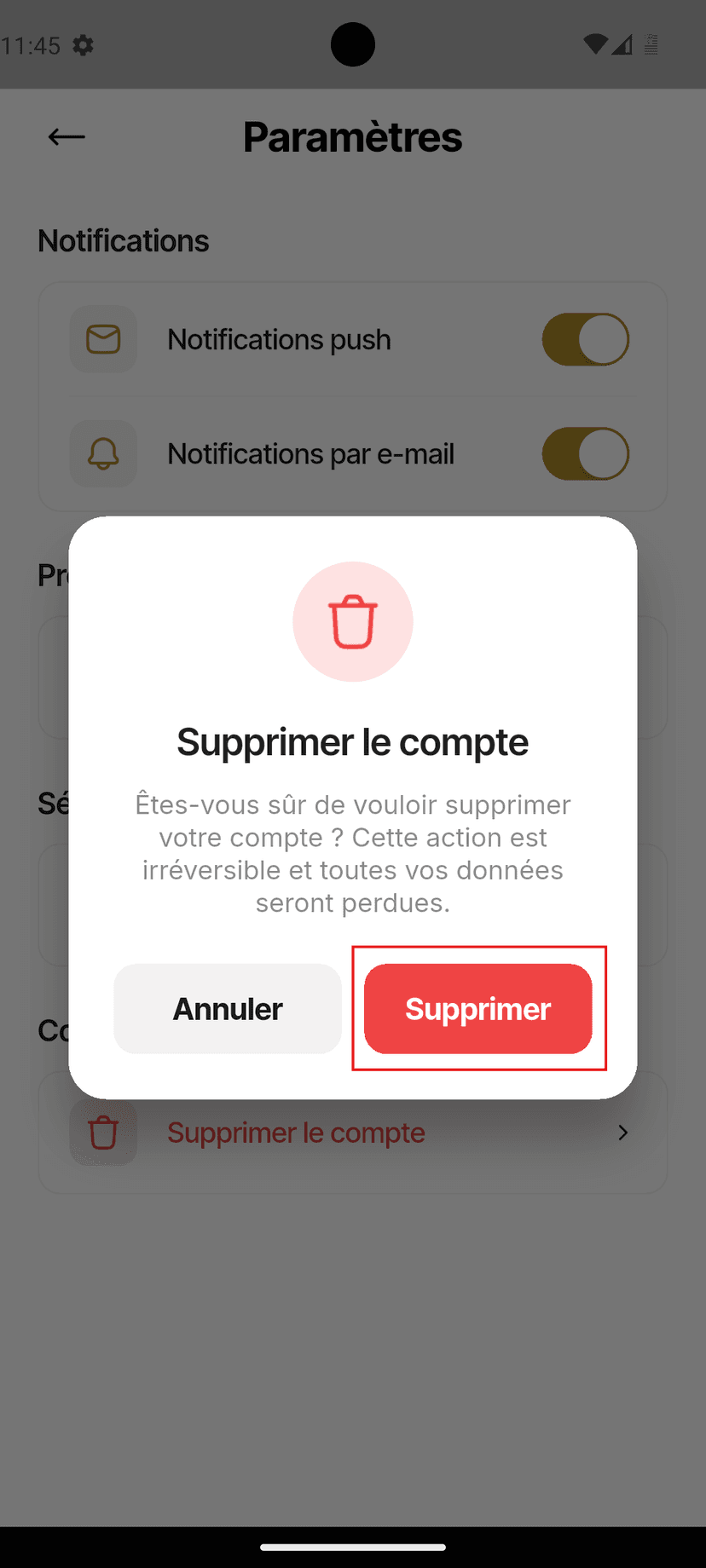 Step 4: Confirmation Pop-up